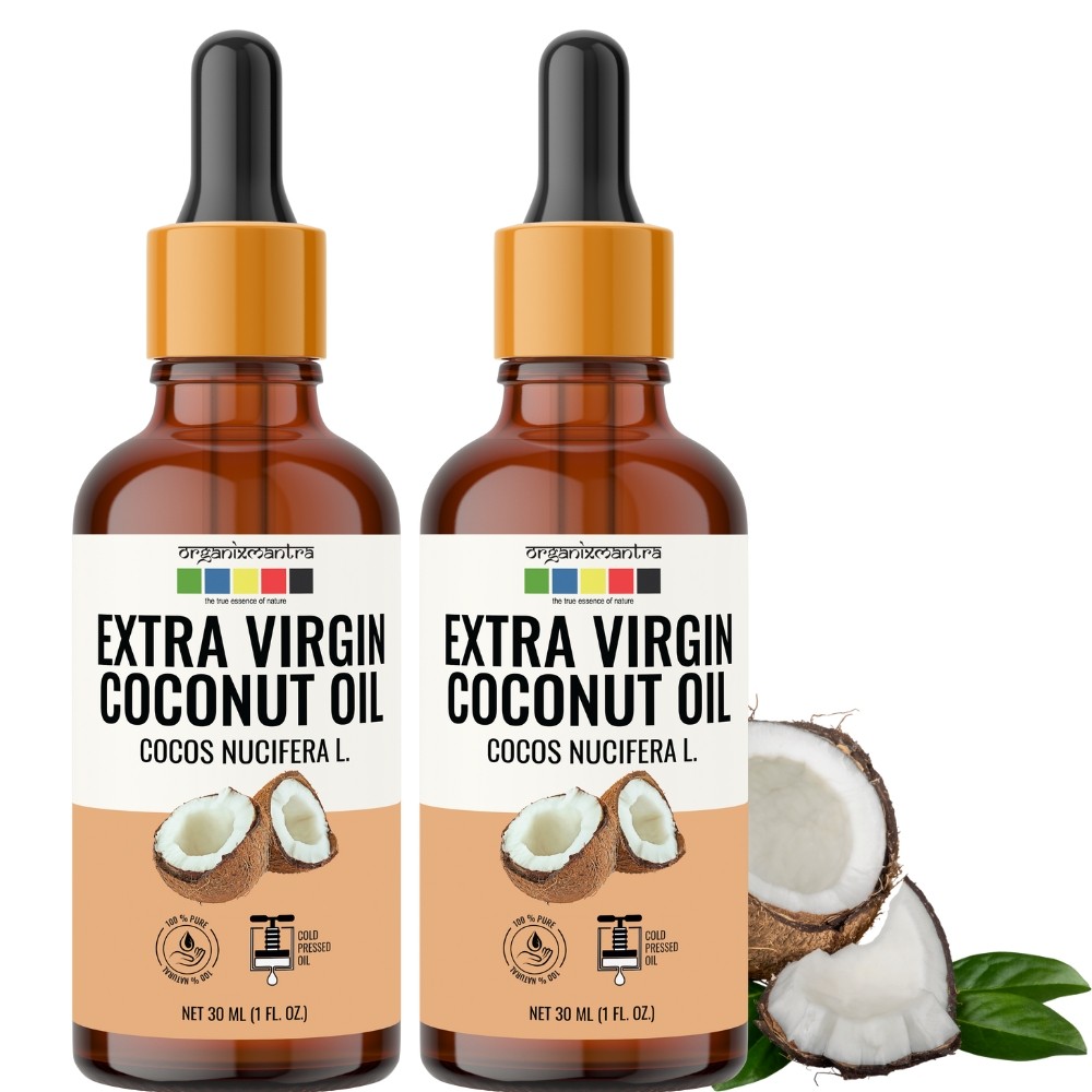 Organix Mantra Extra Virgin Coconut Oil, Cold Pressed Organic Oil, 30ML x 2