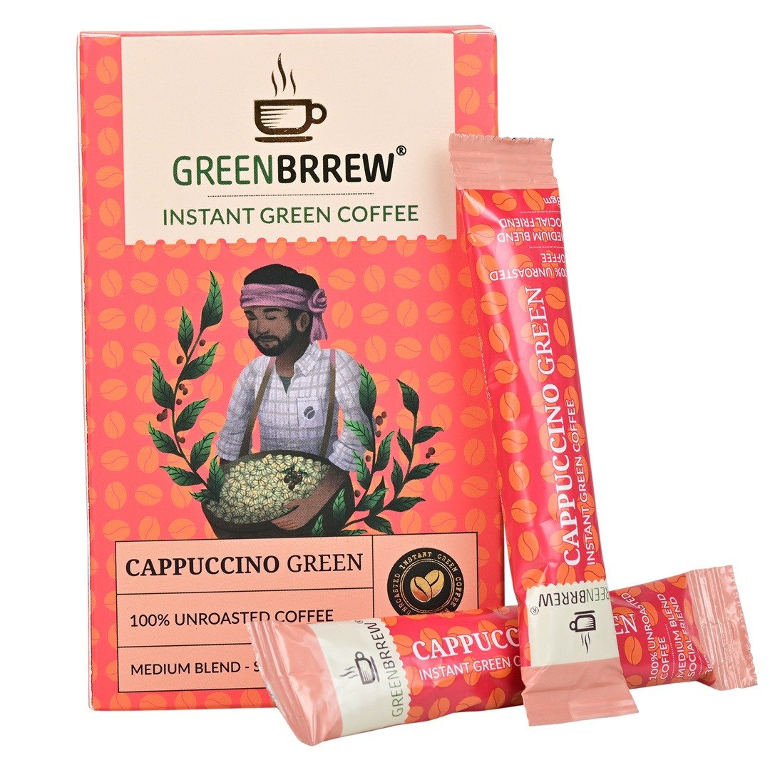 Cappuccino Green Coffee | 100% Unroasted Coffee | Medium Blend - Social Friend (20 Sachets, 60g)