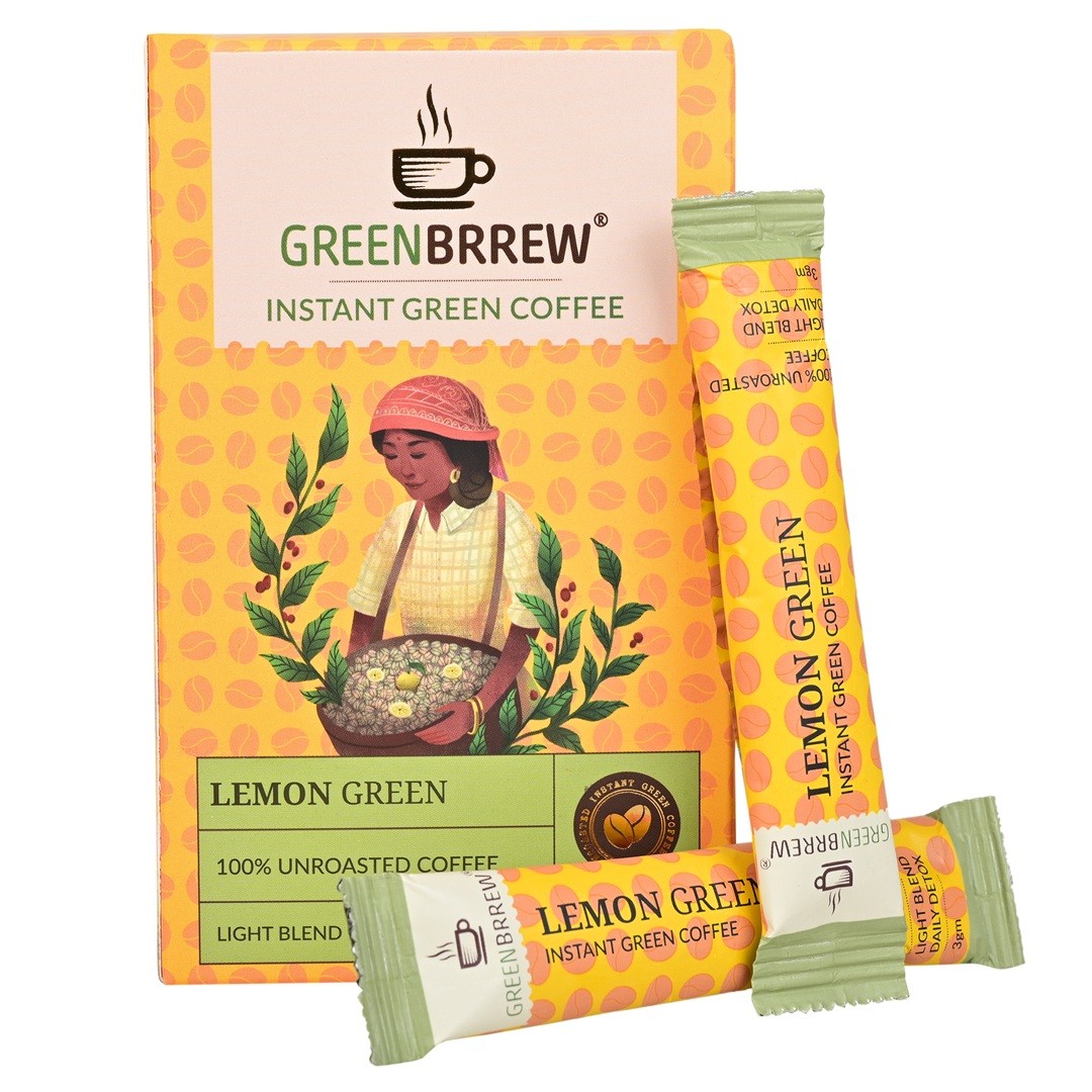 Lemon Green Coffee | 100% Unroasted Coffee | Light Blend - Daily Detox (20 Sachets, 60g)