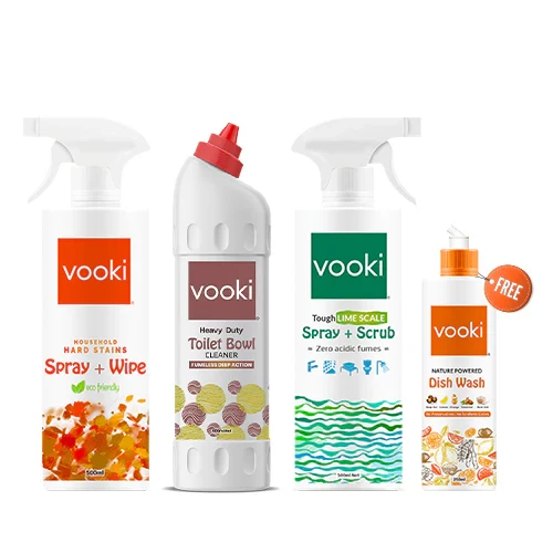 Combo | Hard Stain Spray + Wipe, Heavy Duty Toilet Bowl Cleaner, Tough Limescale Spray + Scrub and Mini Dishwash Liquid