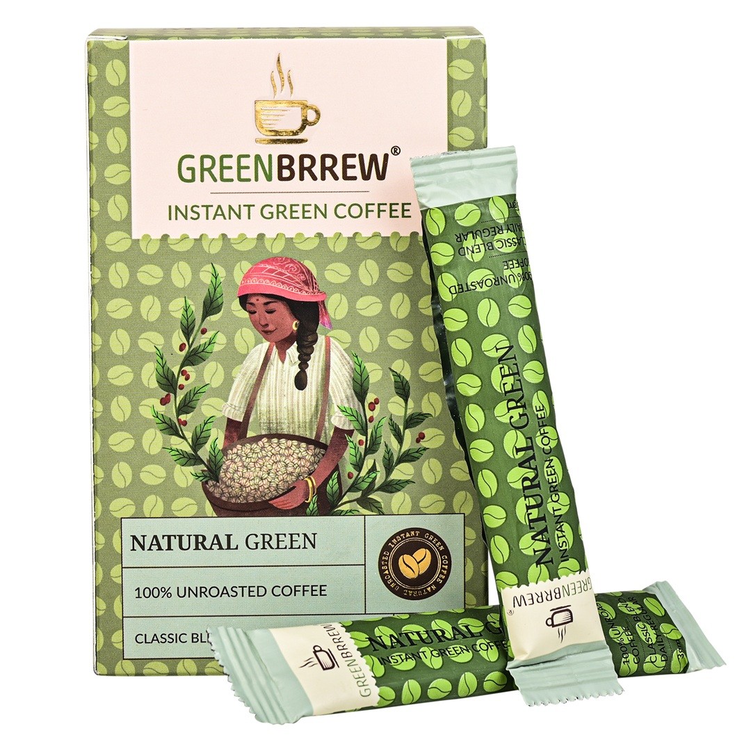 Natural Green Coffee | 100% Unroasted Coffee | Classic Blend - Daily Regular (20 Sachets, 60g)