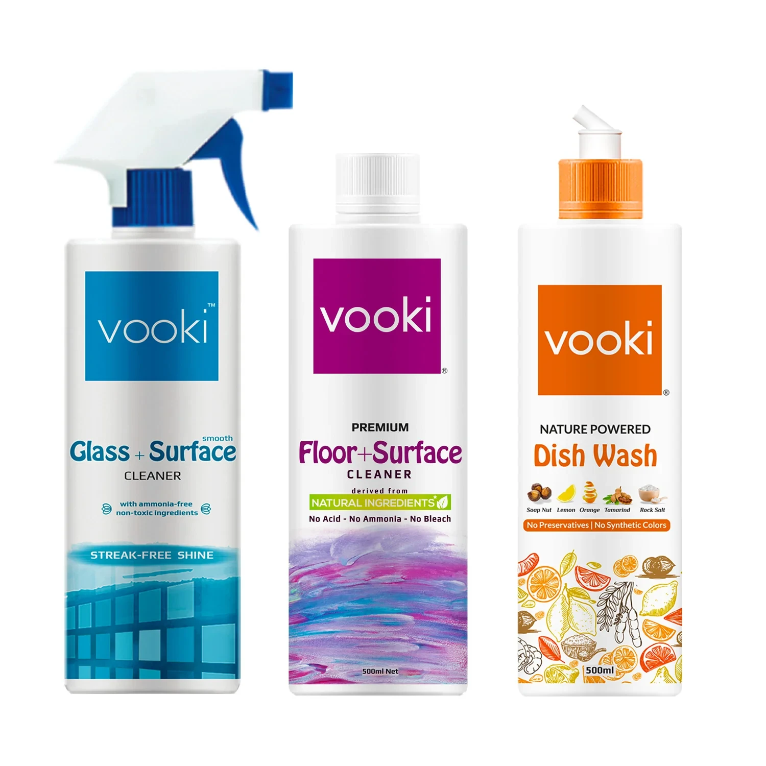Combo | Nature Powered Dishwash, Floor + Surface Cleaner and Glass + Smooth Cleaner (Pack of 3)